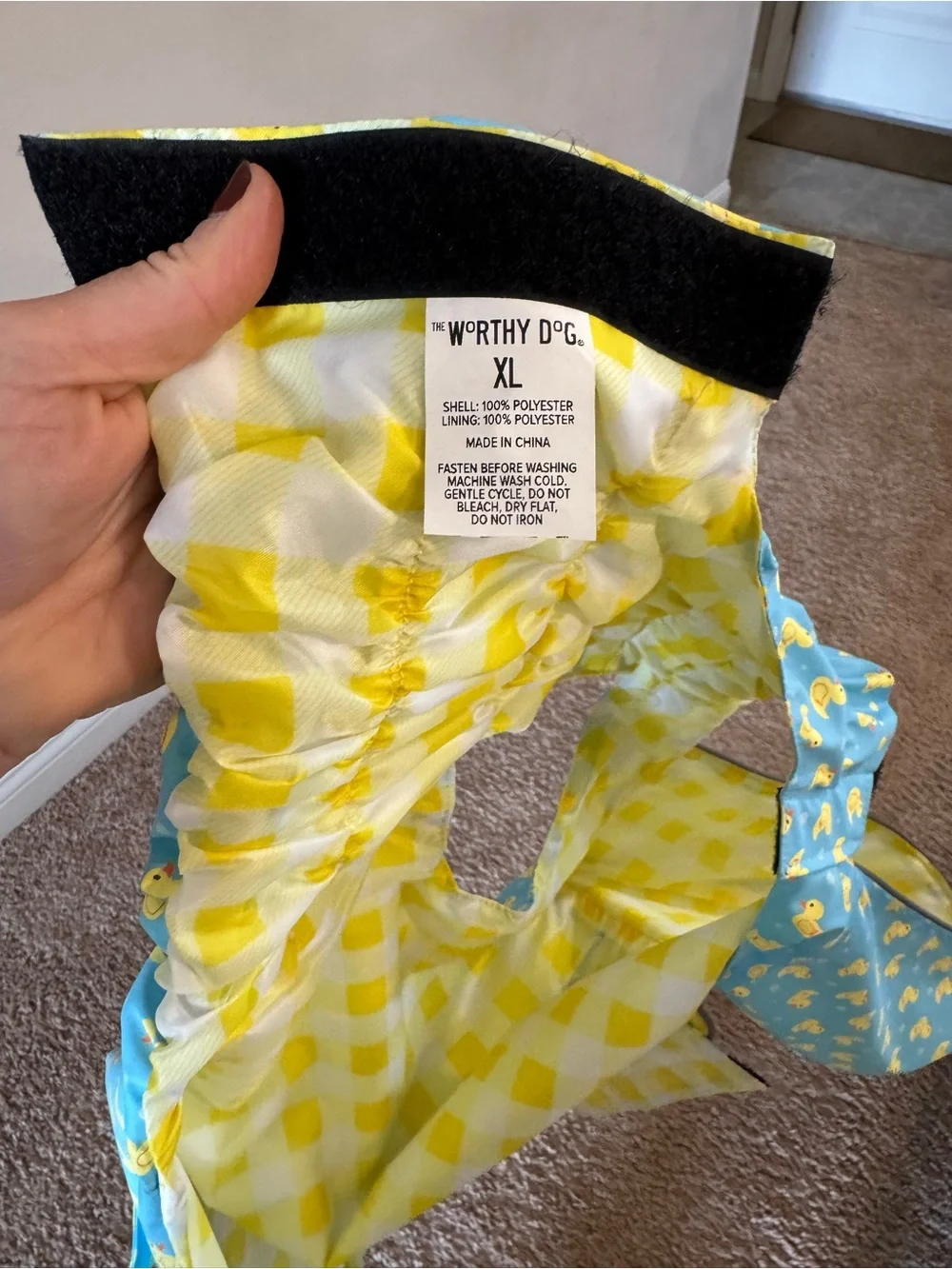 Dog Rain Coat- size XL Duck-Print